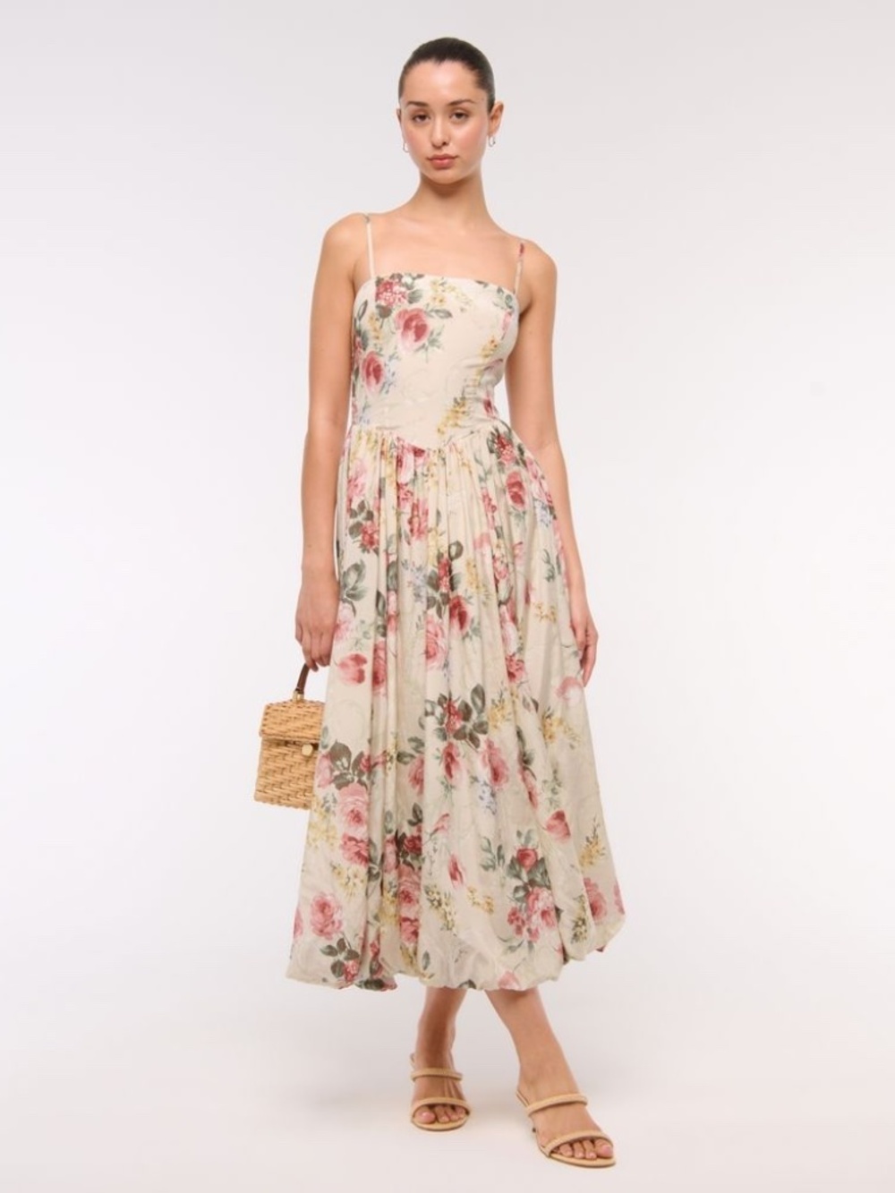 Abercrombie Women's Dipped-Waist Bubble Hem Midi Dress